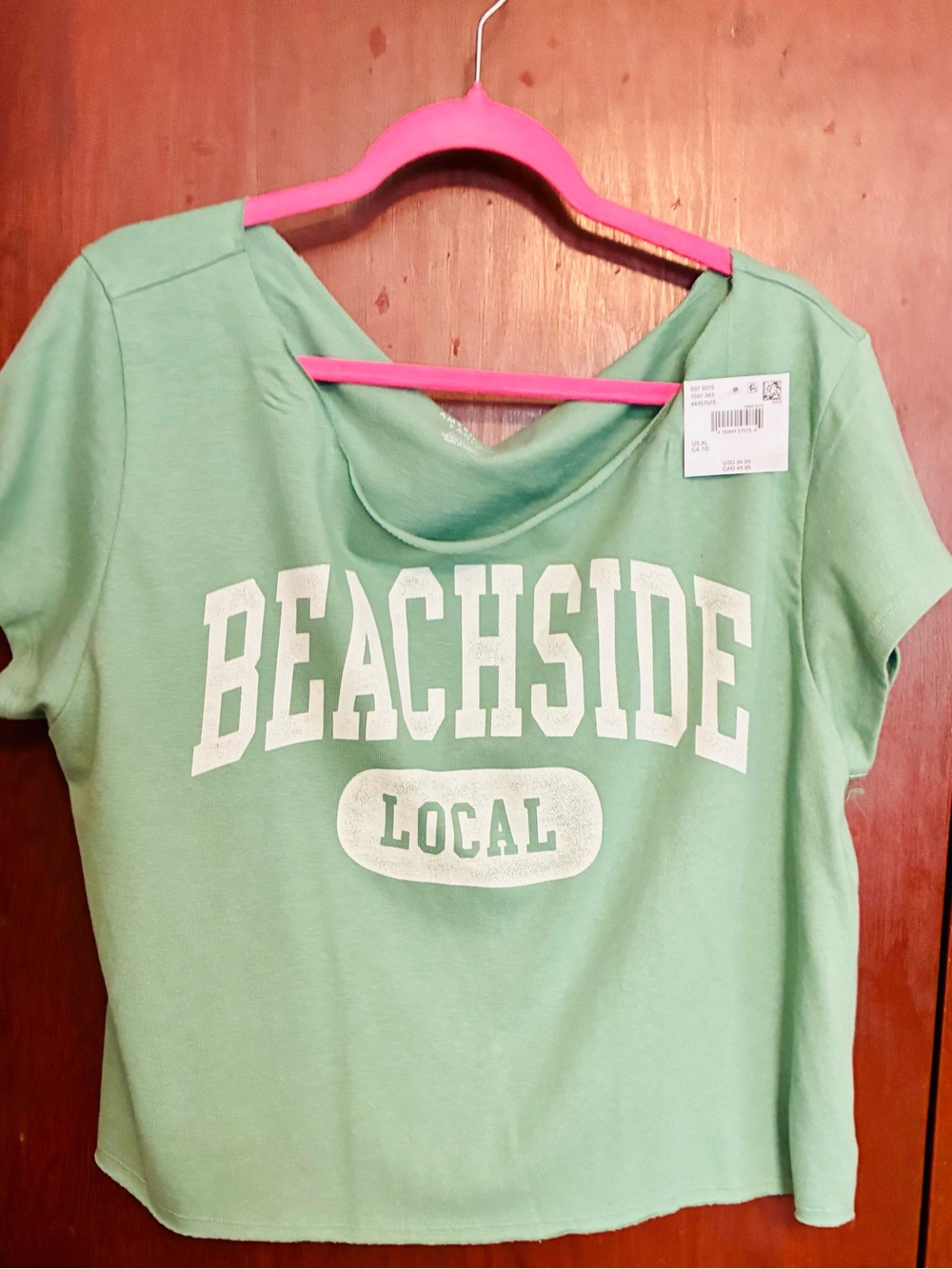 American Eagle Outfitters Mint Green 'BEACHSIDE LOCAL' Graphic Tee